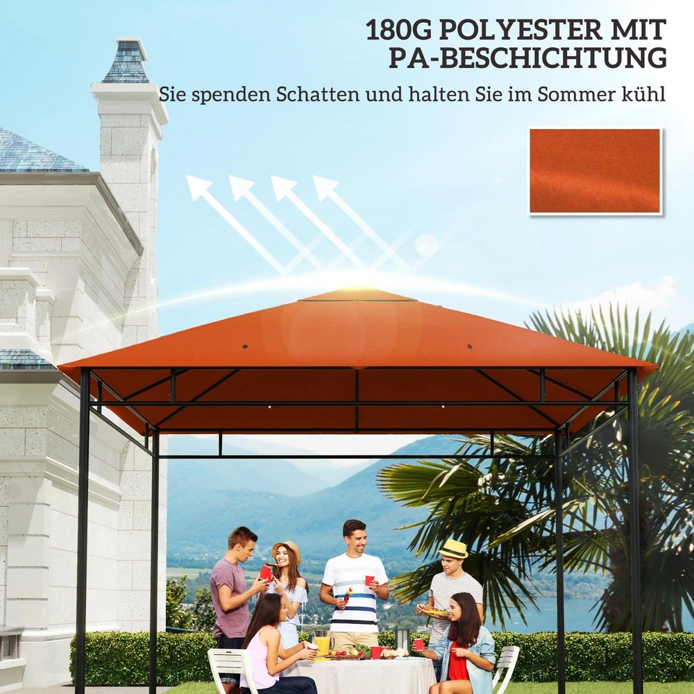 Outsunny atsarginis stogas pavėsinei, apsauga nuo saulės, poliesterio danga, oranžinė, 2,98 x 2,95 m