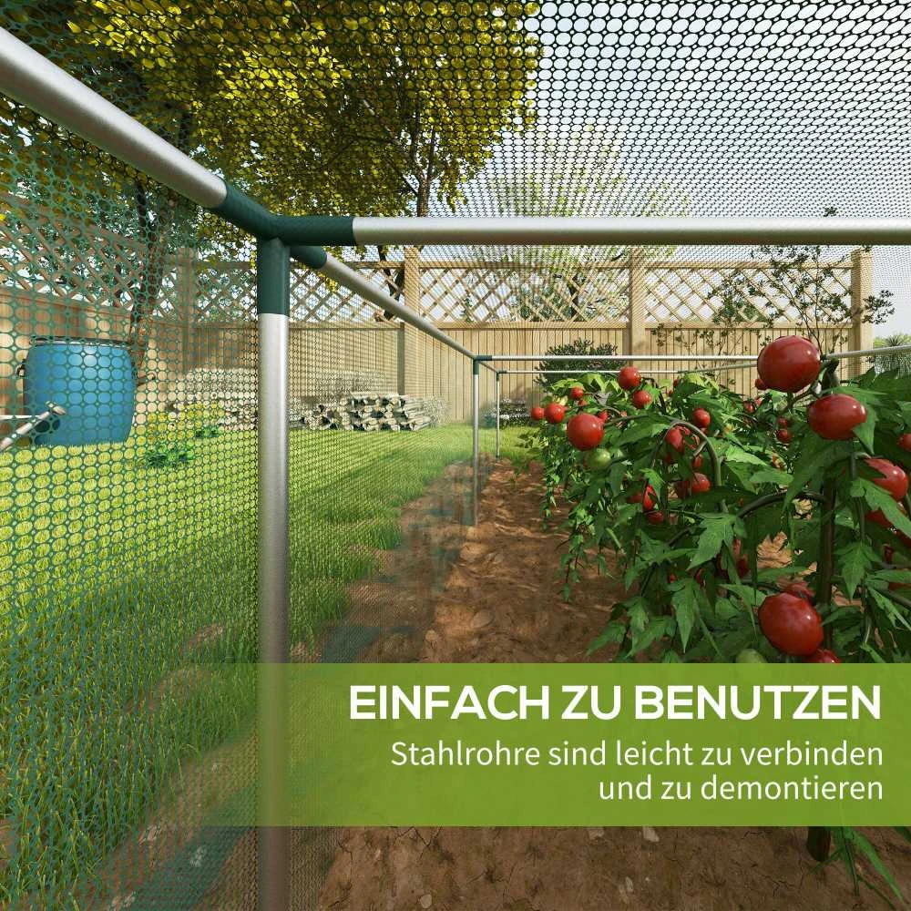 Outsunny 1,25 x 3,73 m sodo tinklas, augalų apsaugos palapinė su užtrauktuku, apsauginis tinklas nuo vabzdžių, vėjui atsparus tinklas daržovėms, apsauginis tinklas nuo kenkėjų