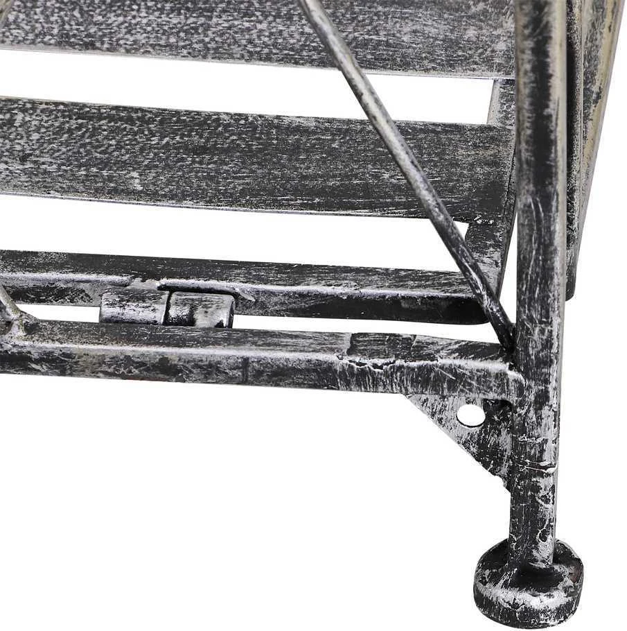Outsunny augalų stovas, metalinis 3 pakopų gėlių stovas, gėlių laiptai sodui, pilkas, 44x25x96 cm
