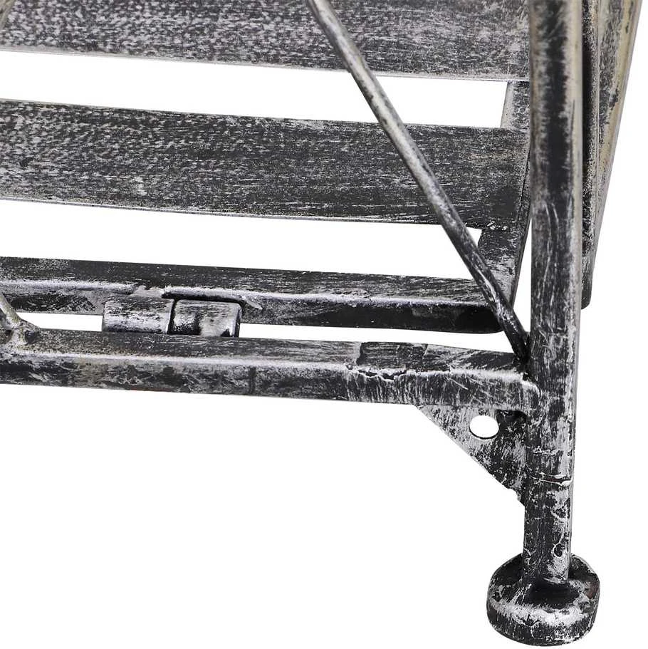 Outsunny augalų stovas, metalinis 3 pakopų gėlių stovas, gėlių laiptai sodui, pilkas, 44x25x96 cm