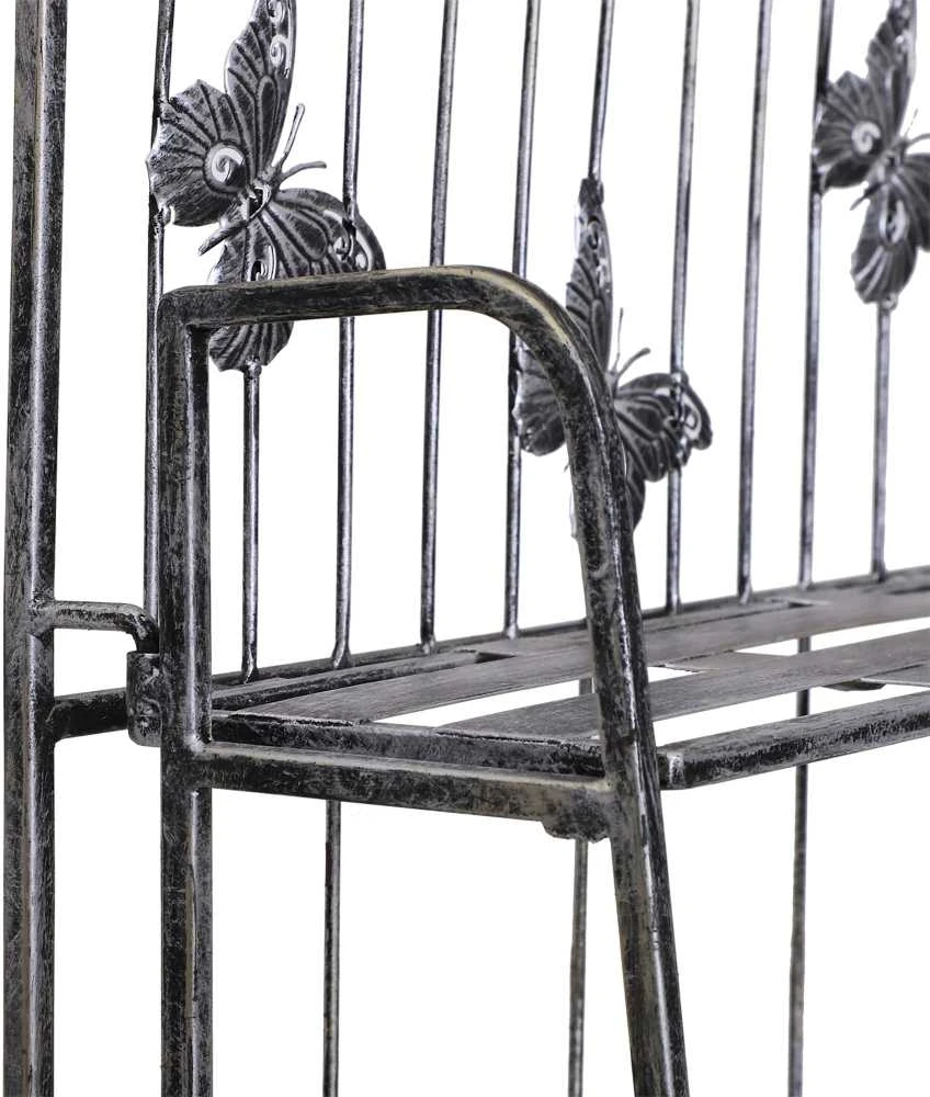 Outsunny augalų stovas, metalinis 3 pakopų gėlių stovas, gėlių laiptai sodui, pilkas, 44x25x96 cm