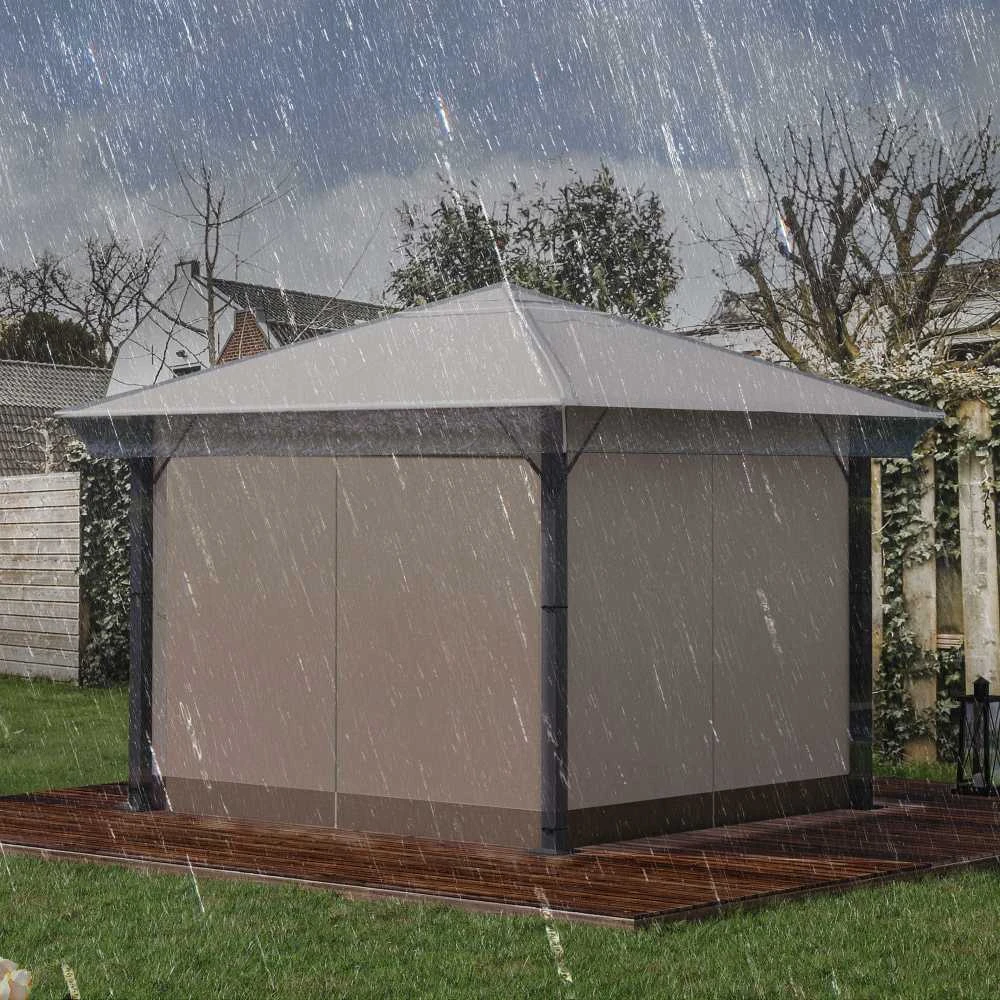 Outsunny Paviljono uždangalas 3x3m, atsparus vandeniui stabilus žiemai atsparus apsauginis gaubtas, paviljono stogo atsarginis apvalkalas sodo paviljonui, atsarginis stogas apsauga nuo lietaus brezentas, skaidrus