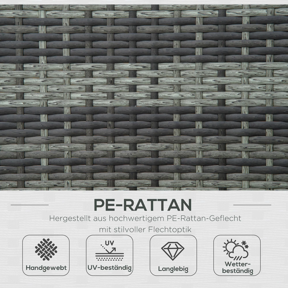 Outsunny dvigulas poliratano gultas, sodo gultas 2 asmenims, poilsio gultas, prabangus poilsio kampelis, 5 padėčių atlošas, metalas, PE ratanas, 196x120x28cm