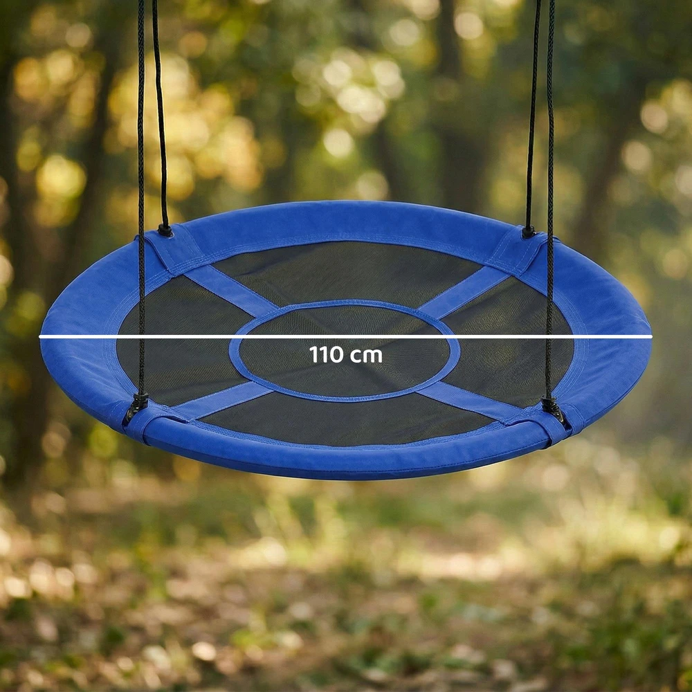 Outsunny gandro lizdo tipo sūpynės, Ø110cm, 150kg, reguliuojamos, mėlynos, 3-12 metų