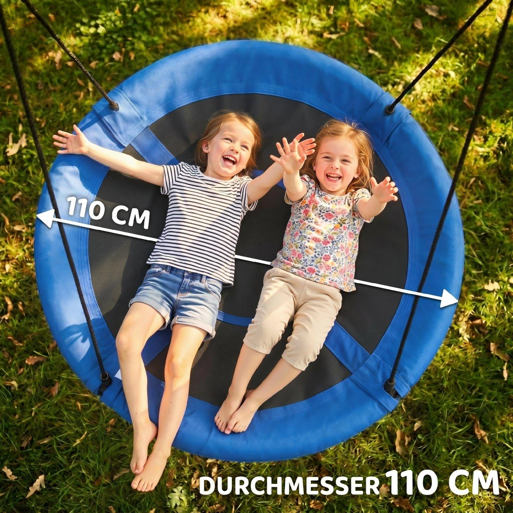Outsunny gandro lizdo tipo sūpynės, Ø110cm, 150kg, reguliuojamos, mėlynos, 3-12 metų