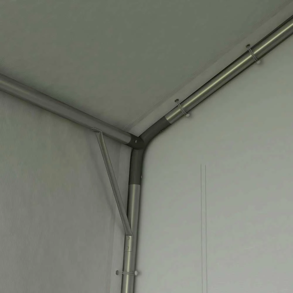 Outsunny garažo palapinė, 2,1 x 3,6 x 2,35 m sandėliavimo palapinė su apsauga nuo UV spindulių, užtraukiamos durys, vandeniui atspari plėvelinė garažo palapinė motociklams, sodo įrankiams, tamsiai pilka