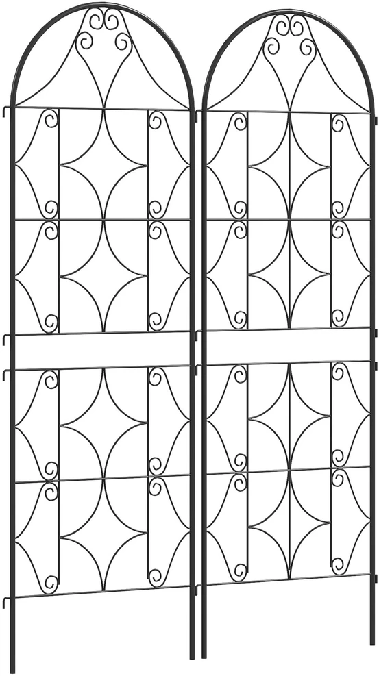 Outsunny metalinė grotelė vijokliniams augalams, 2 vnt. rinkinys, įsmeigiama, nerūdijanti, 50x150 cm, sodo grotelės kambariniams augalams, pomidorams, daržovėms ir gėlėms, juoda