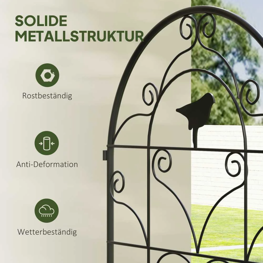 „Outsunny“ metalinė atrama vijokliniams augalams, 2 vnt. rinkinys, įsmeigiama, nerūdijanti, su paukščių dizainu, 50x120 cm, tinka kambariniams augalams, pomidorams, gėlėms, juodos spalvos