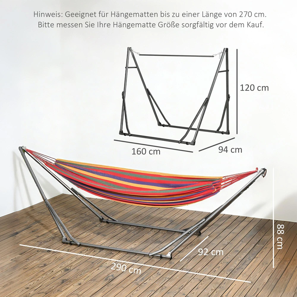 „Outsunny“ hamako stovas, sulankstomas 2-in-1 stovo modelis, drabužių kabykla terasai, išlaiko iki 120 kg, 290 x 92 x 88 cm