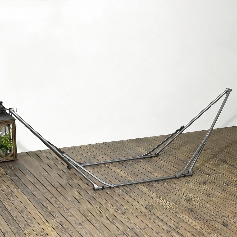 „Outsunny“ hamako stovas, sulankstomas 2-in-1 stovo modelis, drabužių kabykla terasai, išlaiko iki 120 kg, 290 x 92 x 88 cm