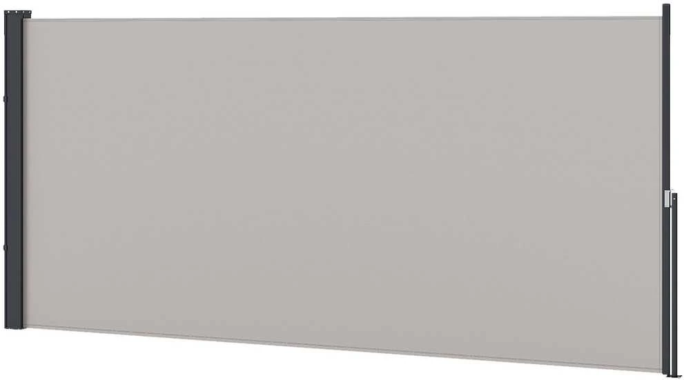 Outsunny ištraukiama šoninė markizė, 300 x 140 cm sodo markizė, apsauginė sienelė su UV apsauga, apsauga nuo vėjo, metalas, poliesteris, šviesiai pilka