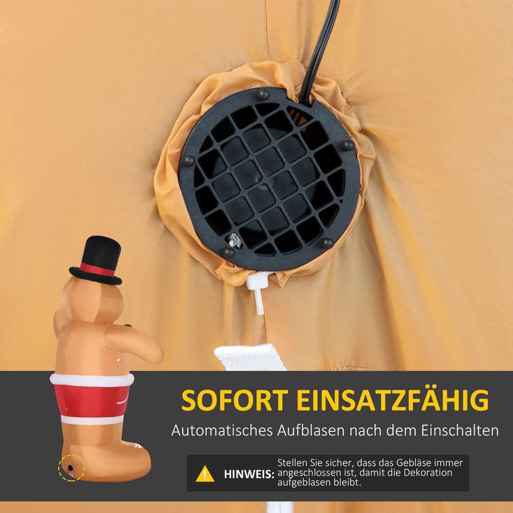 Kalėdų dekoracija su LED pripučiamas imbierinis žmogus 2,38 m