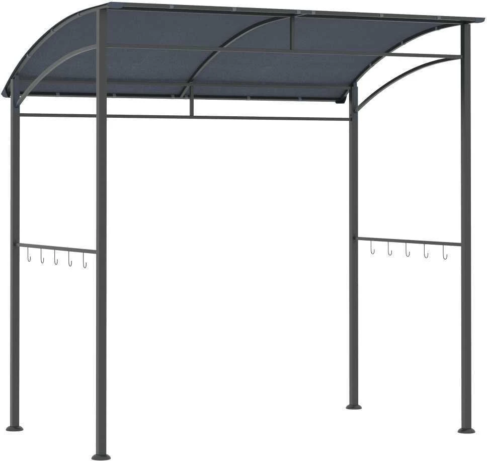 Outsunny kepsninių pavėsinė, stogelis kepsninei, apsauga nuo lietaus, atspari UV spinduliams, neperšlampama, su kabliukais, plieno rėmas, poliesteris, pilka, 215 x 150 x 174/220 cm