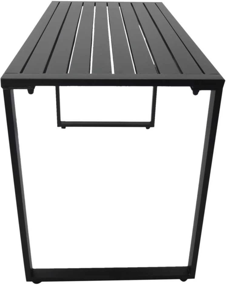 Outsunny 3 dalių lauko baldų komplektas, sodo baldai, 1 x stalas, 2 x suoliukai, metalinis, juodas, 110 x 55 x 70 cm