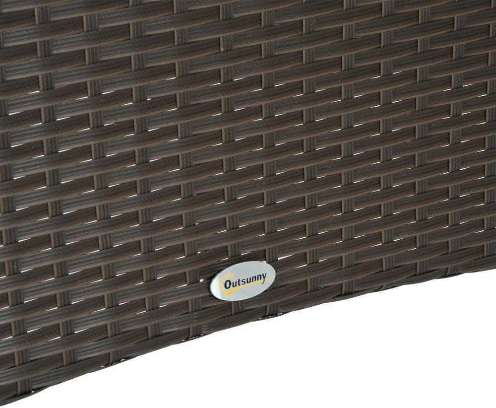 Outsunny valgomojo stalas sodo stalas stiklinis stalas polirotango+grūdintas stiklas rudas+juodas 150x85x74cm