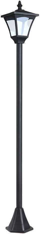 Outsunny saulės energija maitinamas sodo žibintas, lauko šviestuvas su LED, 10 liumenų, juodas, 15 x 15 x 120 cm