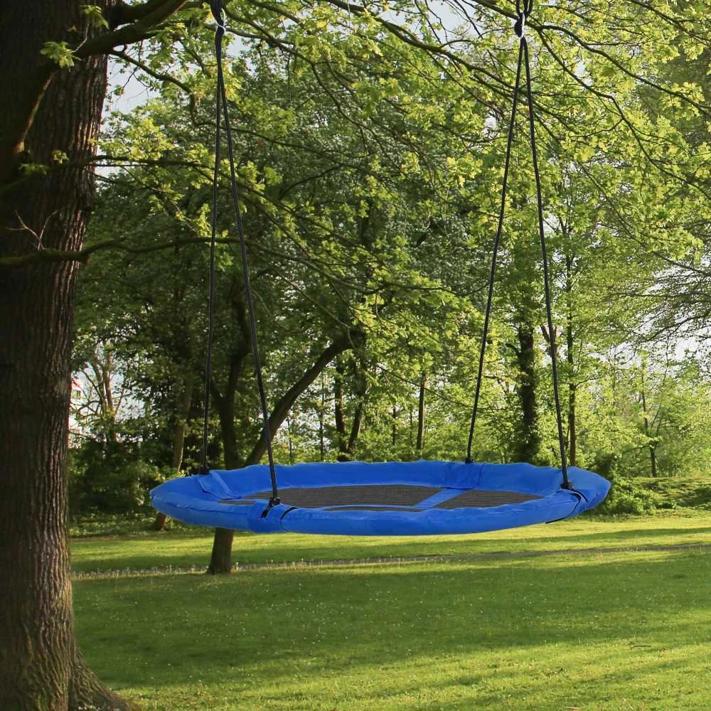 Outsunny gandro lizdo tipo sūpynės, Ø110cm, 150kg, reguliuojamos, mėlynos, 3-12 metų