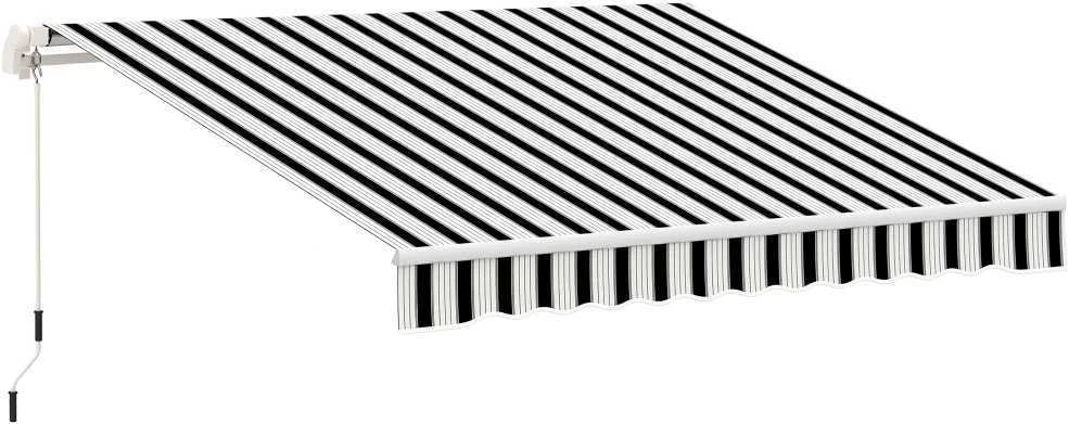 Outsunny Markizė su rankine rankena - balta su mėlyna 395 x 245 cm