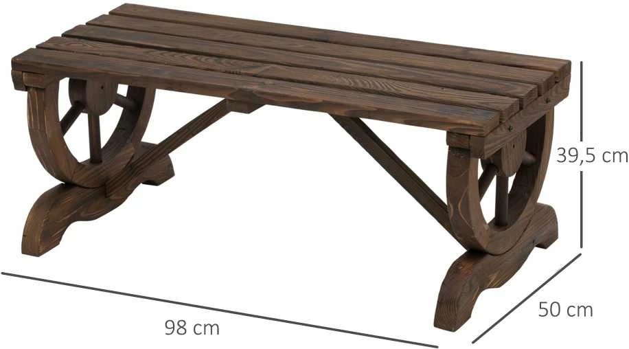 Outsunny medinis sodo suoliukas, atsparus oro sąlygoms, sodo baldai, kaimiško stiliaus suoliukas, natūralus, 98 x 50 x 39,5 cm
