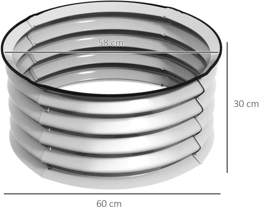 Outsunny metalinė pakeliama lysvė, 2 vnt. gėlių vazonų rinkinys, lysvė prieskoninėms žolelėms, vazonas su atviru dugnu, daržovių lysvė sodui, sidabrinė, 60 x 60 x 30 cm