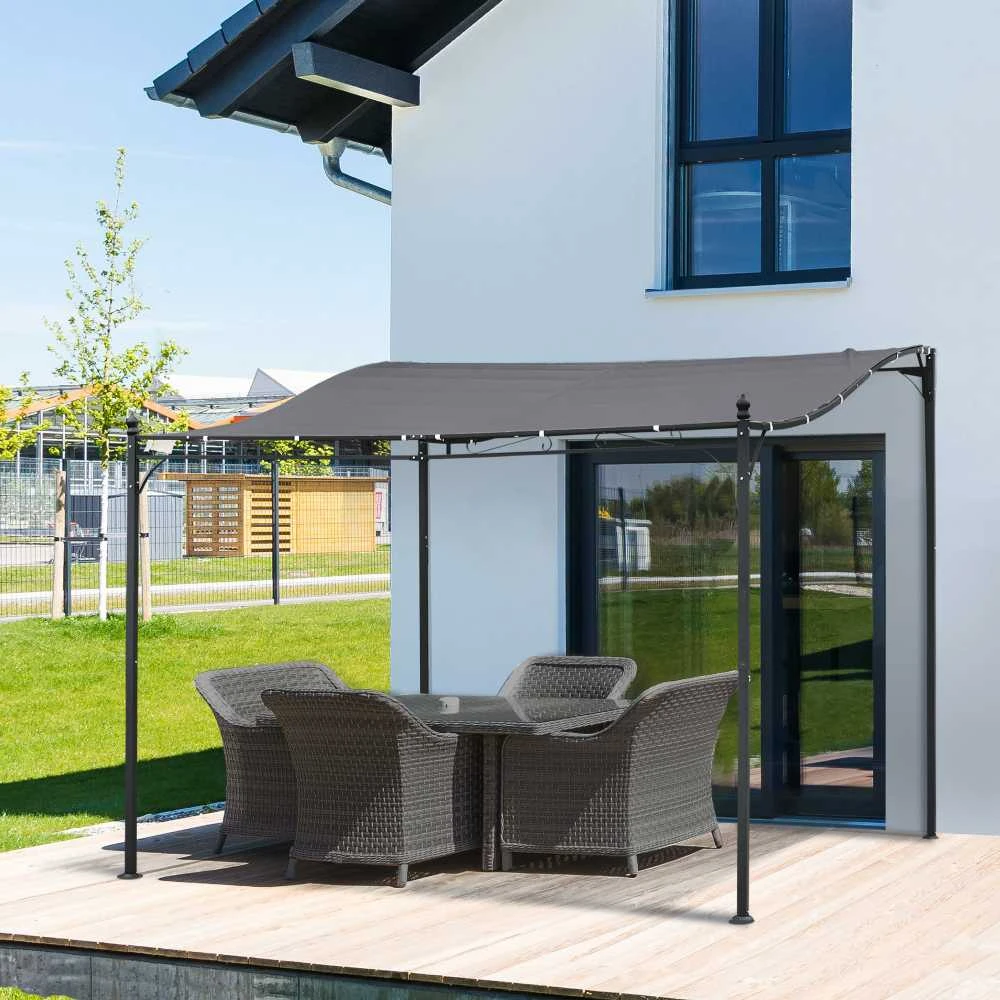 Outsunny sodo pergola, pavėsinė, stoginė, palapinė, metalinė, pilka, 297x297 cm