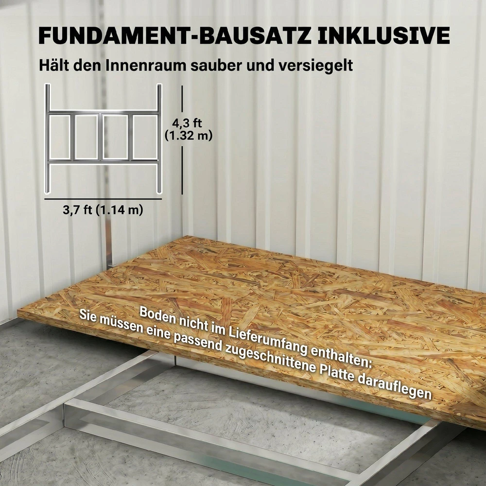 Outsunny metalinis sodo namelis 2,81 m² 154x206,5x181 cm įrankių namelis su vienšlaičiu stogu ir pamatu