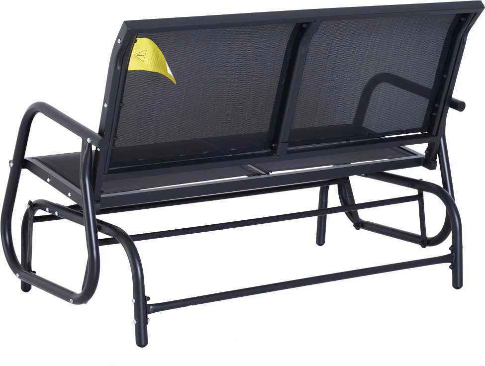 Outsunny 2 vietų sūpynės, sodo suoliukas, lauko suoliukas, parko suoliukas, metalinis, juodas, 120 x 70 x 88 cm