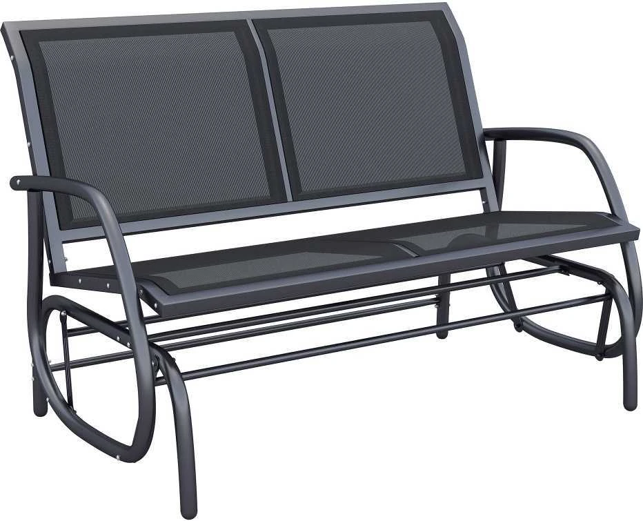 Outsunny 2 vietų sūpynės, sodo suoliukas, lauko suoliukas, parko suoliukas, metalinis, juodas, 120 x 70 x 88 cm