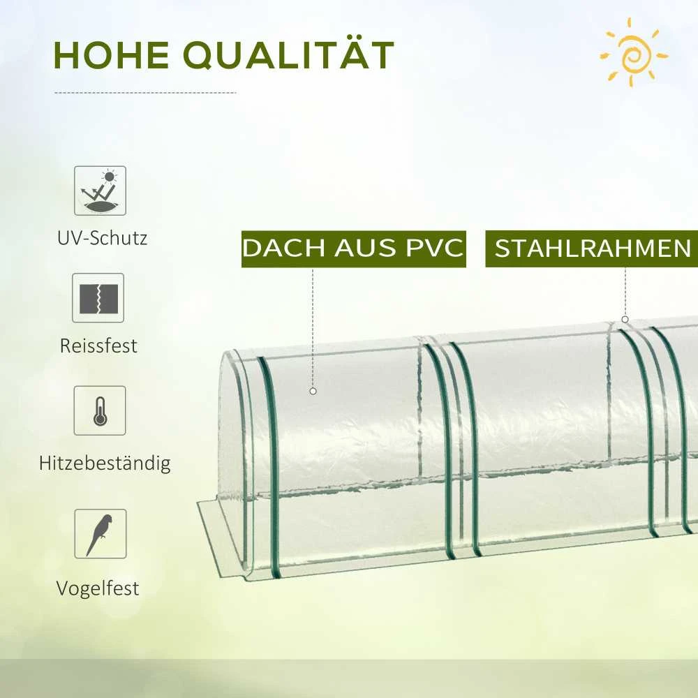 Outsunny plėvelinis šiltnamis, šiltnamis, šiltadaržis su durimis, daigykla, augalų namelis, augalų auginimui, plėvelė, plienas, skaidrus, 295 x 100 x 80 cm