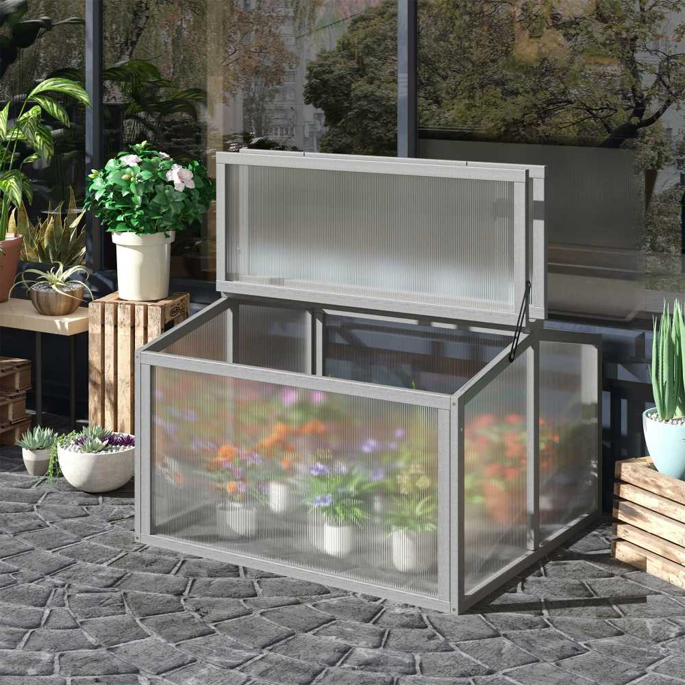 Outsunny Mini šiltnamis su medžio ir polikarbonato danga 90 x 80 x 58 cm