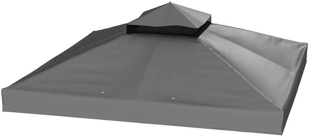 Atsarginis stogas Outsunny pavėsinei 3 x 3 m, vandeniui atsparus pavėsinės stogas, dvigubas atsarginis uždangalas sodo pavėsinei, atsarginės dalys iš Oksfordo audinio, 370 g/m², tamsiai pilkas