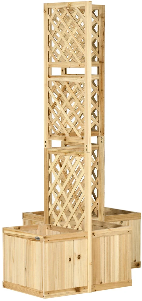 Outsunny paaukštinta lysvė su atlenkiama grotele, vazonas su privatumo apsauga, 133 x 165 cm kambario pertvara su 4 gėlių vazonais, pertvara balkonui