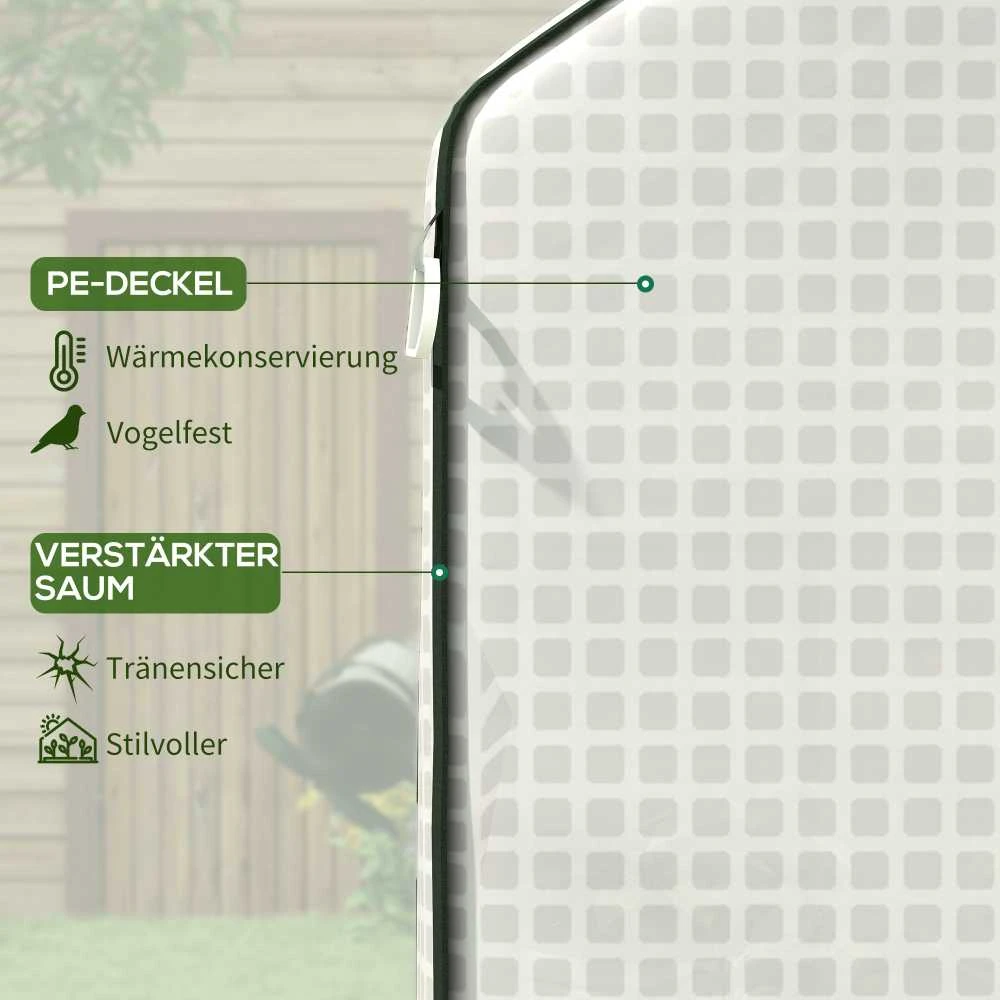 Outsunny pakaitinė plėvelė šiltnamiui su UV apsauga, šoniniais langais, susukamos durimis, pakaitinis uždangalas, PE plėvelė pomidorų nameliui, šiltnamiui, balta, 140 x 143 x 190 cm