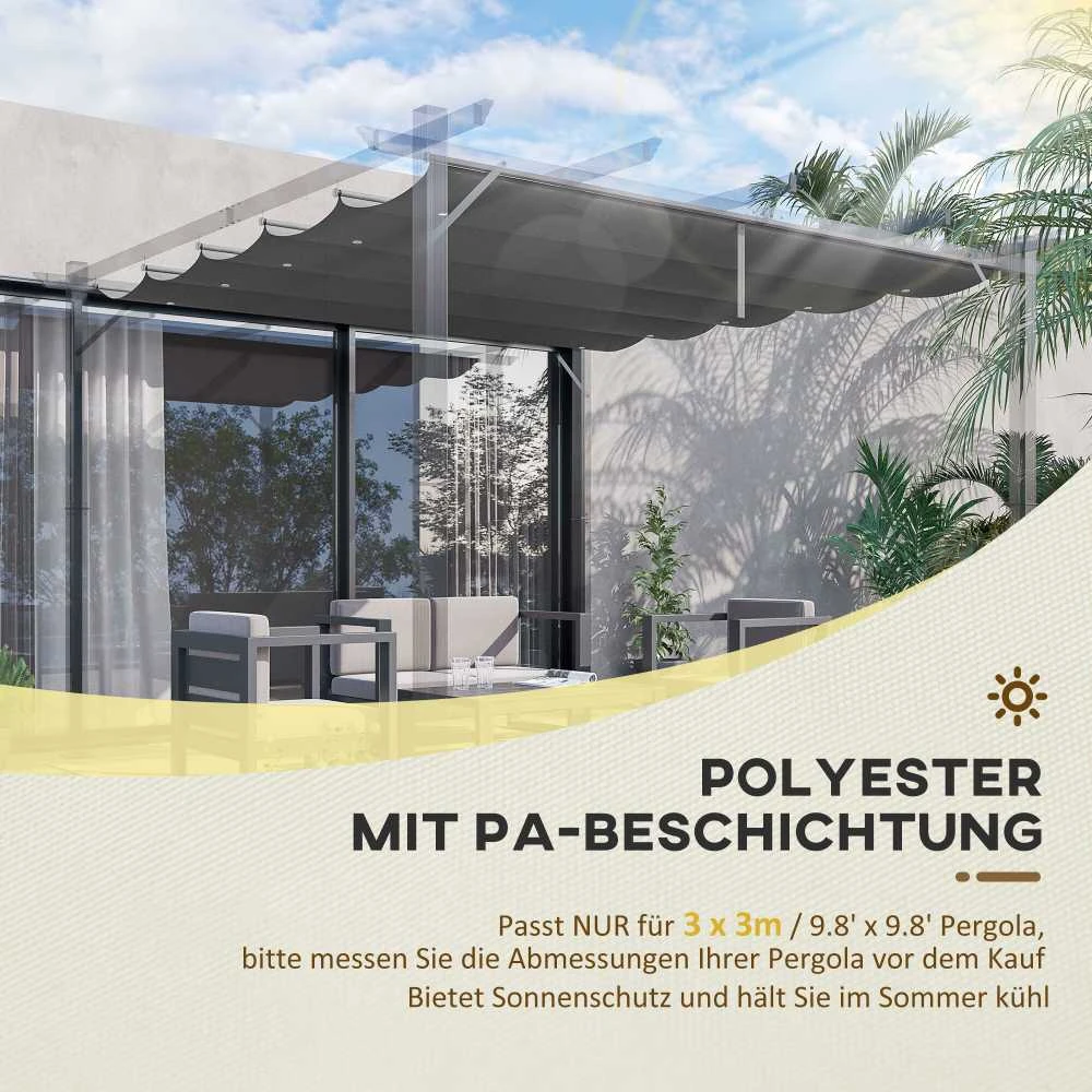 „Outsunny“ pakaitinis stogas pavėsinei, 2,5 x 2,55 m, stogelis nuo saulės su drenažo angomis, sodui, terasai, tamsiai pilkas