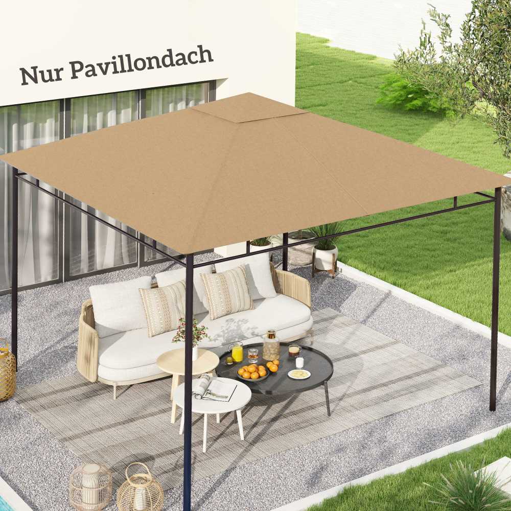 Outsunny Pakaitinis pavėsinės stogas - smėlio spalvos, 2,98 x 2,95 m