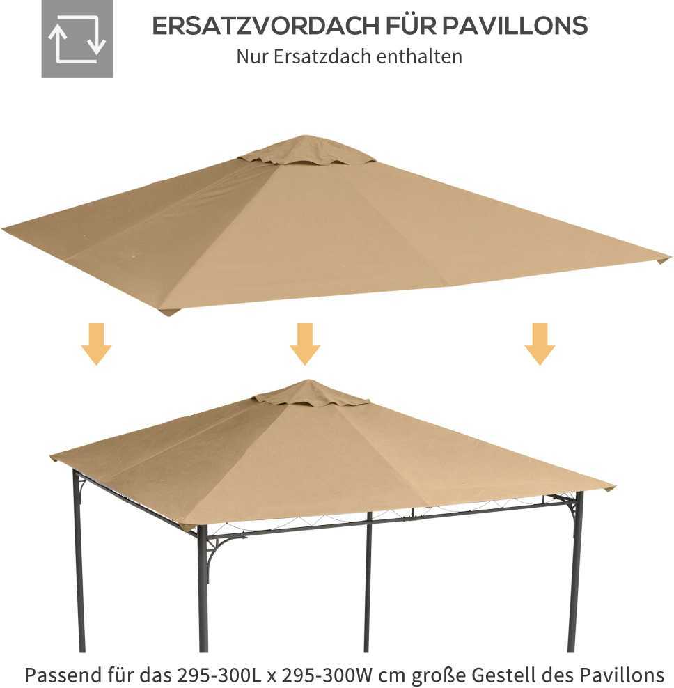 Outsunny Pakaitinis pavėsinės stogas - smėlio spalvos, 2,98 x 2,95 m