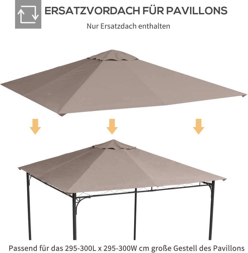 Outsunny paviljono stogas, atsarginis stogas paviljonui, paviljono danga, apsauga nuo saulės, poliesteris, smėlio spalvos, 2,98 x 2,95 m