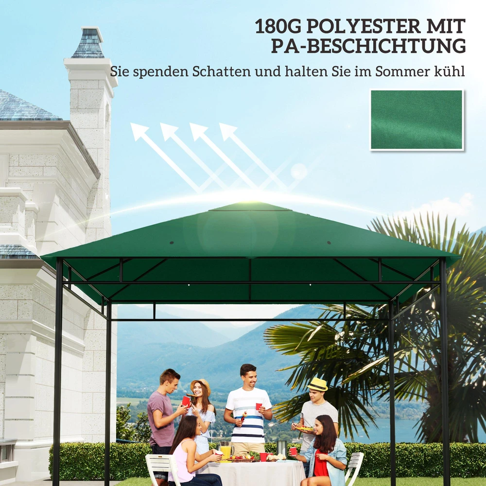 Outsunny Pakaitinis pavėsinės stogas - žalias, 2,98 x 2,95 m