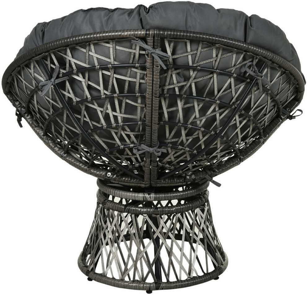 Lauko baldų komplektas "Outsunny" papasano fotelis Pintas fotelis fotelis su pagalvėle 360 laipsnių rotango pilkos spalvos W87 x D97 x H86 cm