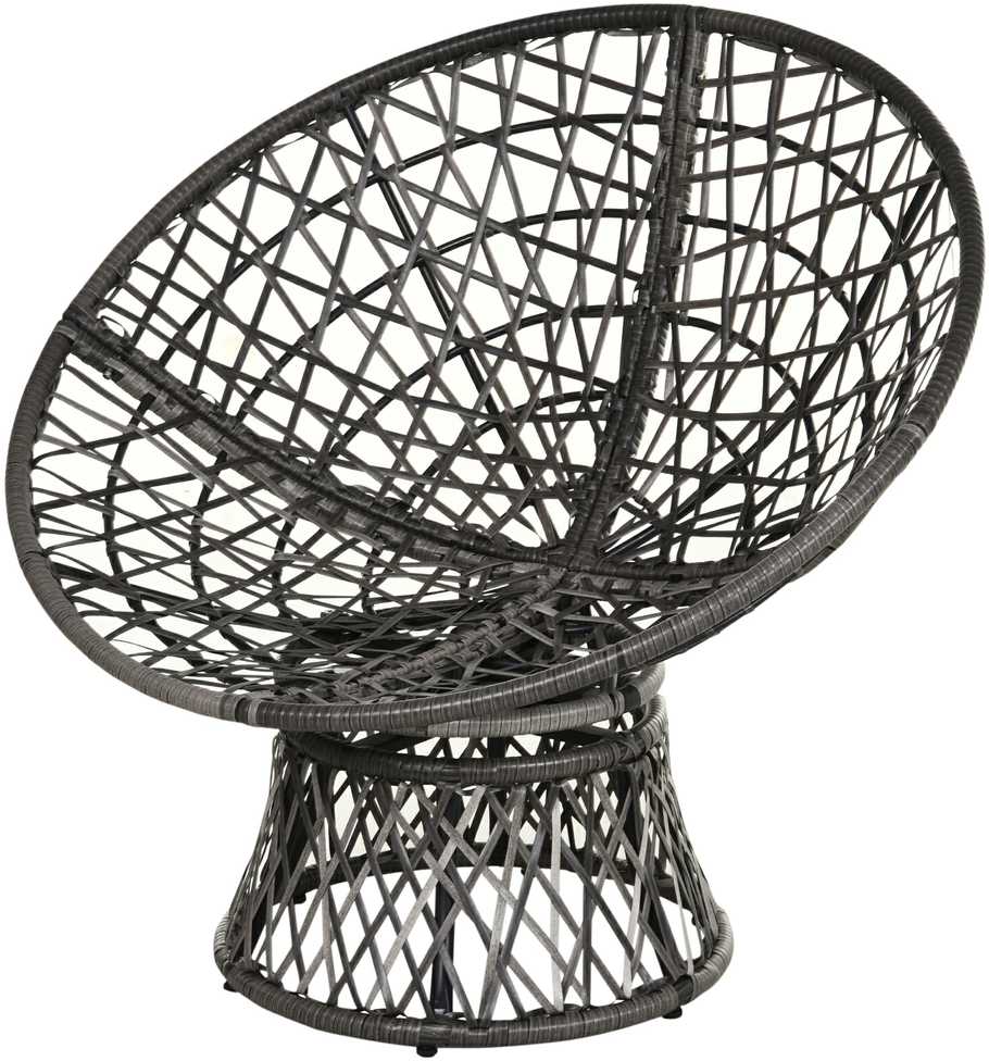 Lauko baldų komplektas "Outsunny" papasano fotelis Pintas fotelis fotelis su pagalvėle 360 laipsnių rotango pilkos spalvos W87 x D97 x H86 cm