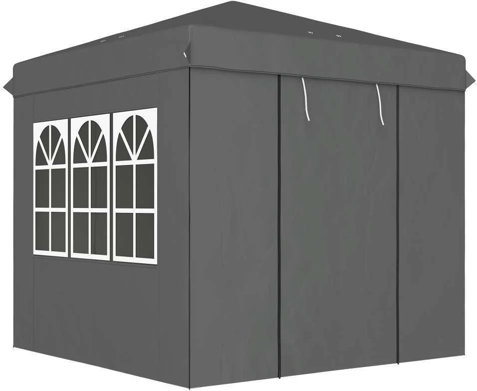 Outsunny sulankstoma pavėsinė 2,5x2,5 m, vandeniui atspari, stabili, tinkama žiemai, pop-up tipo, su 50+ UV apsauga, vakarėlių palapinė su 4 šoninėmis sienelėmis ir krepšiu, tamsiai pilka