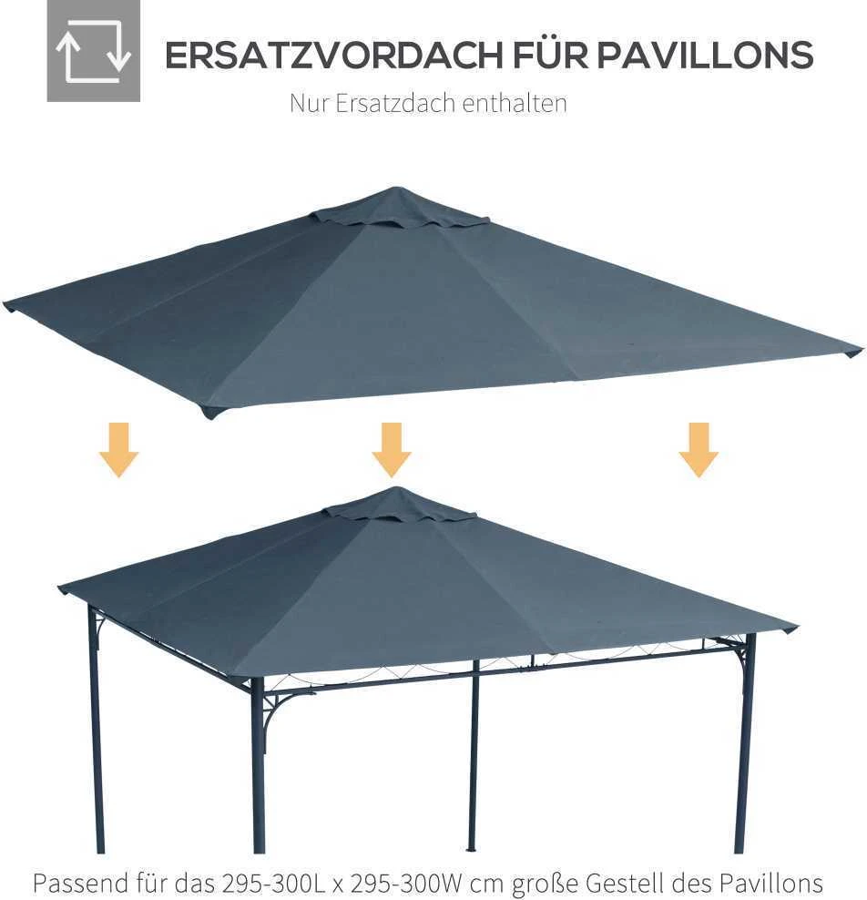 Outsunny paviljono stogas 3x3m, atsarginis stogas paviljonui, paviljono danga, apsauga nuo saulės, poliesteris, tamsiai pilkas