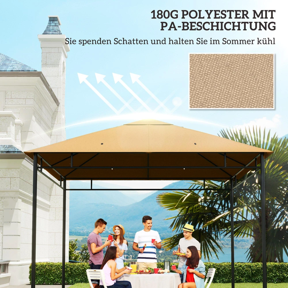 Outsunny paviljono stogas, atsarginis stogas paviljonui, paviljono danga, apsauga nuo saulės, poliesteris, smėlio spalvos, 2,98 x 2,95 m