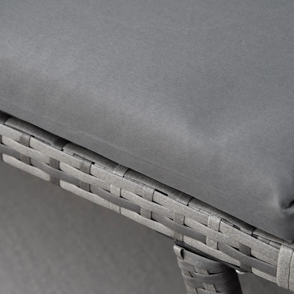 Outsunny poliratano 2-vietė sodo sofa, pilka, su atlenkiamais porankiais, plienas, 129x63x67 cm, skirta sodui ir terasai