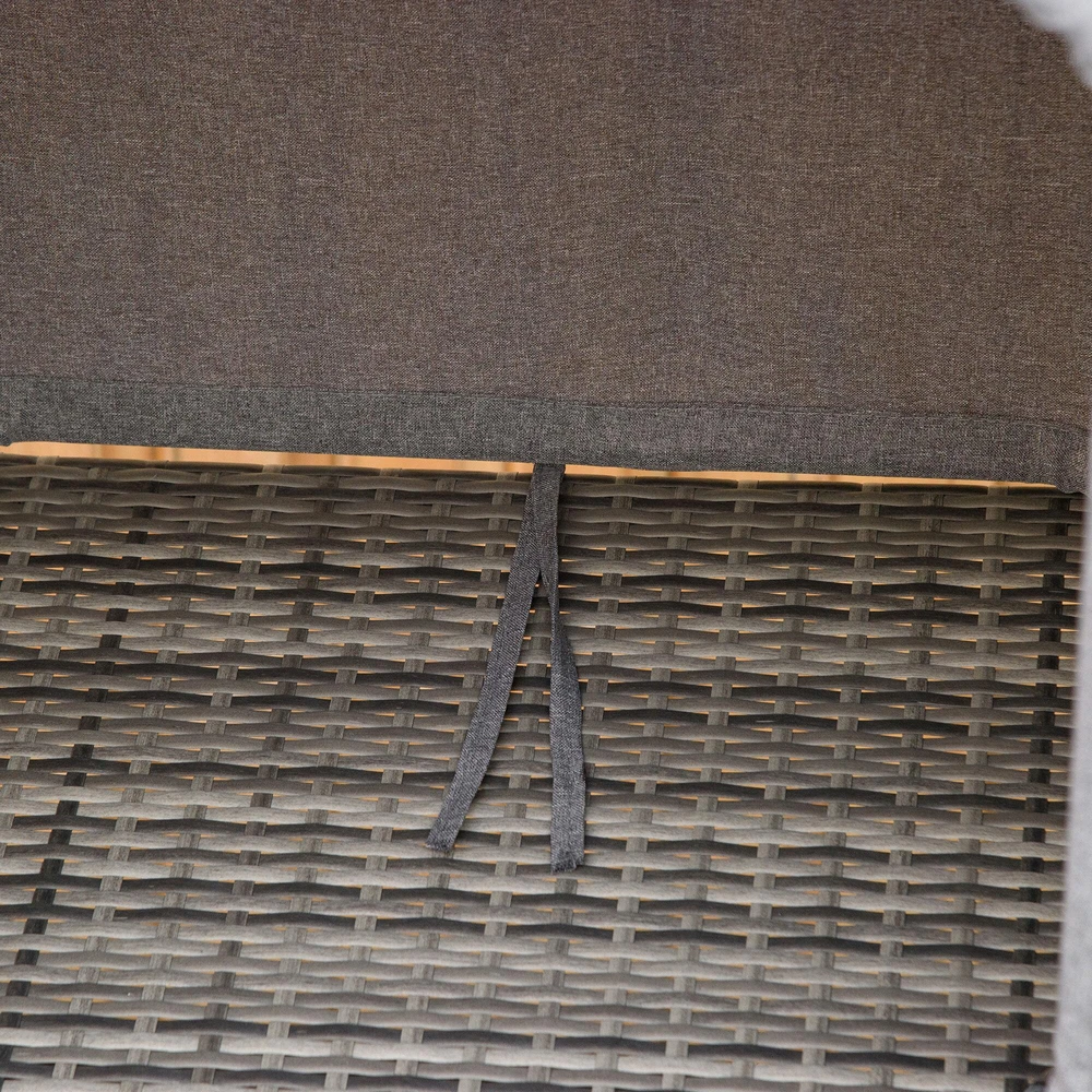 „Outsunny“ polirotango gultas su stogeliu, reguliuojamas sodo gultas, rotango gultas su pagalve, pilkas, 195x65x40 cm