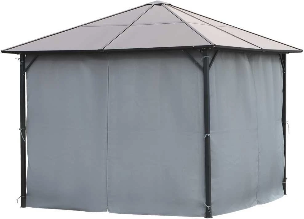 Outsunny sodo pavėsinė 3 x 3 m, vakarėlių palapinė su šoninėmis sienelėmis, PC stogas, aliuminis, tamsiai pilka