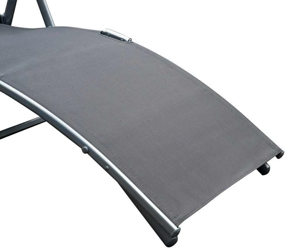 „Outsunny“ sodo gultas, sulankstomas reguliuojamas krėslas su pagalve, pilkas metalas ir pilkas audinys, 137 x 63,5 x 100,5 cm