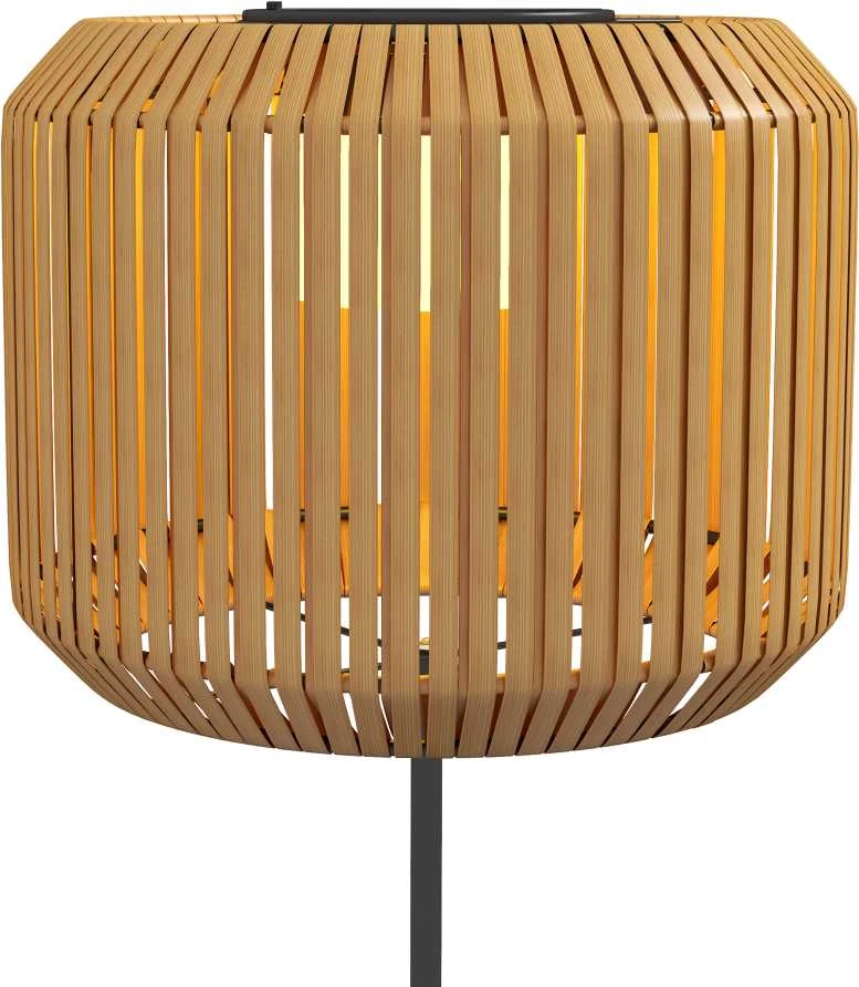 Outsunny Rattan saulės lempa, takelio šviestuvas su šiltai balta šviesa, vandeniui atsparus LED sodo šviestuvas su šviesos jutikliu, pastatomas šviestuvas sodui, vejai, plieno
