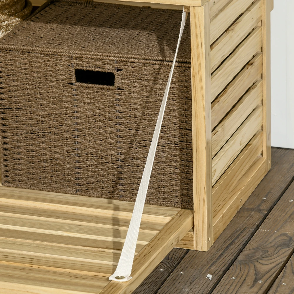 "Outsunny" sandėliavimo dėžė su laipiojimo įranga sodo dėžė kaip sandėliavimo dėžė su lentynomis, medžio masyvas, natūrali, 80x45x160cm