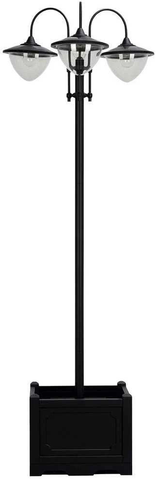 Outsunny saulės energija veikiantis sodo šviestuvas, 3 lempų galvučių šviestuvas su vazono pagrindu, atsparus vandeniui, nerūdijantis plienas, 60x55x189 cm